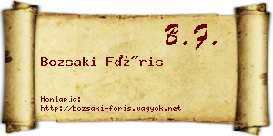 Bozsaki Fóris névjegykártya